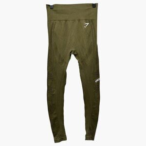 Gymshark Seamless High-Waisted Olive Green Leggings S Nylon & Spandex